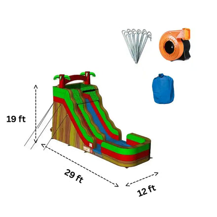 19 FT Volcano Water Slide Inflatable Dimensions and Accessories Included