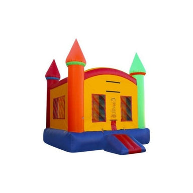 Bouncing Angels Rainbow Castle Inflatable Bouncer - Commercial-Grade, Wholesale Supplier, 13 ft Front Right View