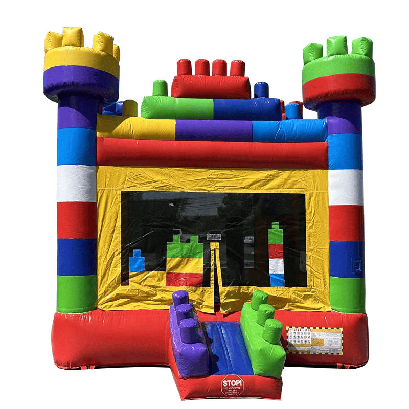 Moonwalk USA Block Bounce House Rainbow Castle Front View