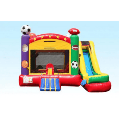 5-1 Sport Combo – All-in-One Athletic-Themed Bounce House with Slide Front View
