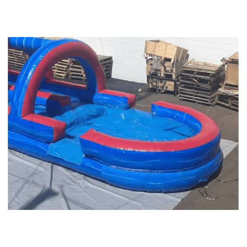 Moonwalk USA Dual Lane Tsunami Slip n Splash w/ Pool Distant Pool View
