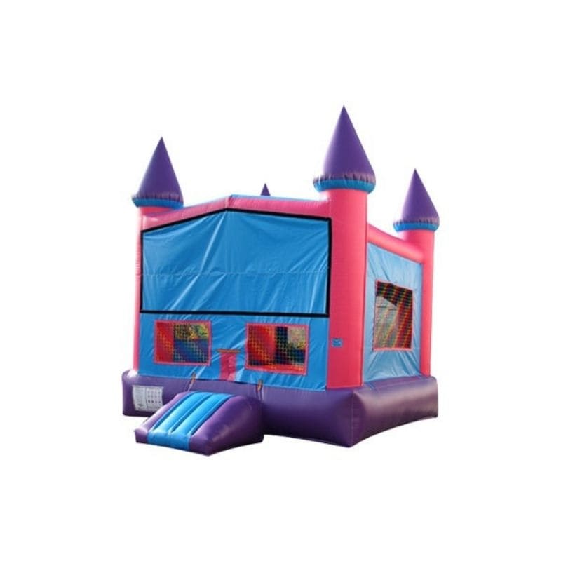 Pink Castle Modular Inflatable Bounce House Front Left View