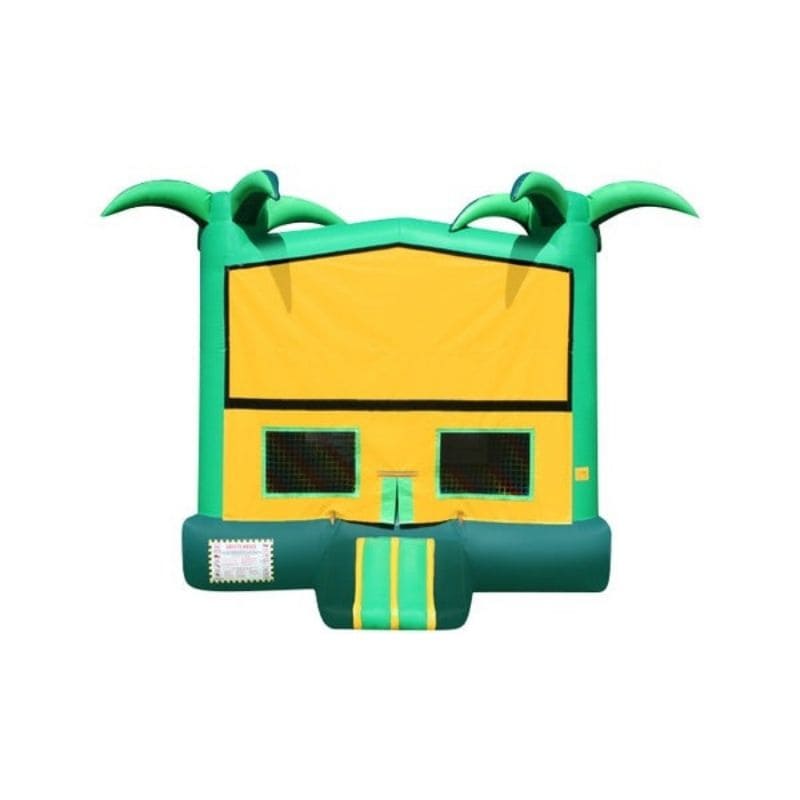 Bouncing Angels Tropical Modular Inflatable Jumper - 13 FT in Green and Yellow Front View