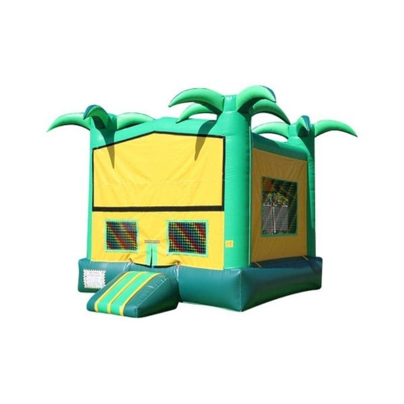 Bouncing Angels Tropical Modular Inflatable Jumper - 13 FT in Green and Yellow Front Left View