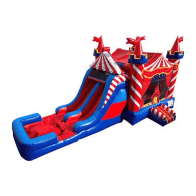 30ft Circus Combo – Carnival-Style Bounce House and Slide Inflatable Front Right View