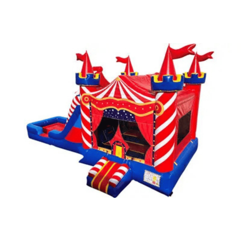 30ft Circus Combo – Carnival-Style Bounce House and Slide Inflatable Front Left View