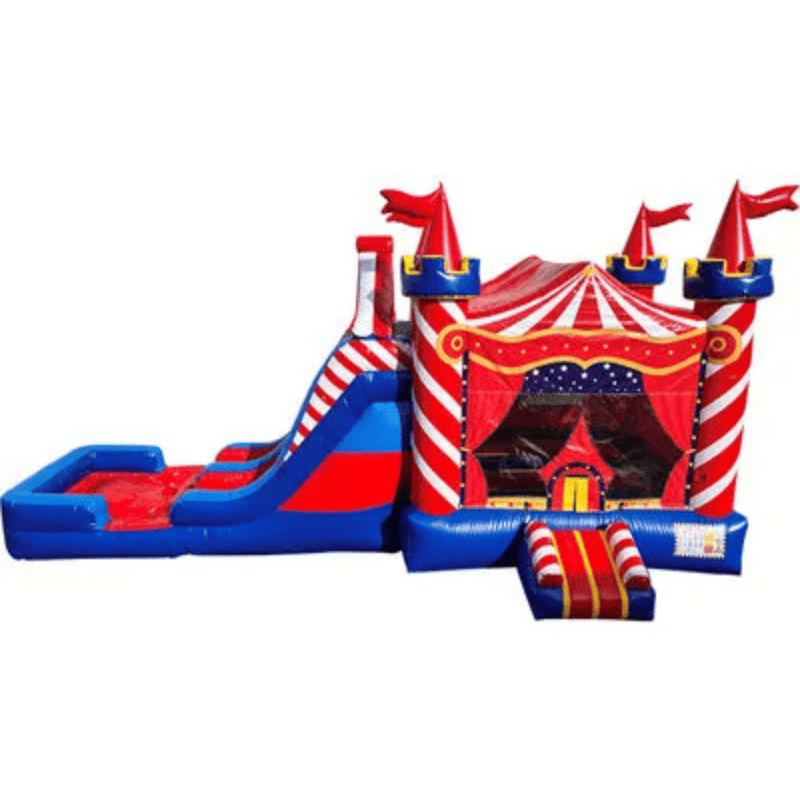 30ft Circus Combo – Carnival-Style Bounce House and Slide Inflatable Front View