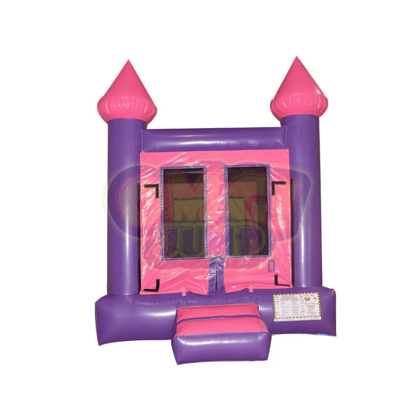 Castle 1B Pink/Purple Bounce House- 11x11, 13x13 Front View