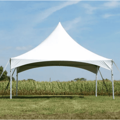 20x20 High Peak Cross Cable Frame Tent Outside Field Side View