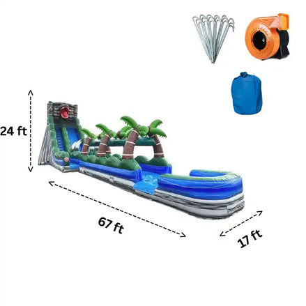 24 FT Jurassic Dinosaur Inflatable Water Slide Specifications and Dimensions and Accessories Included