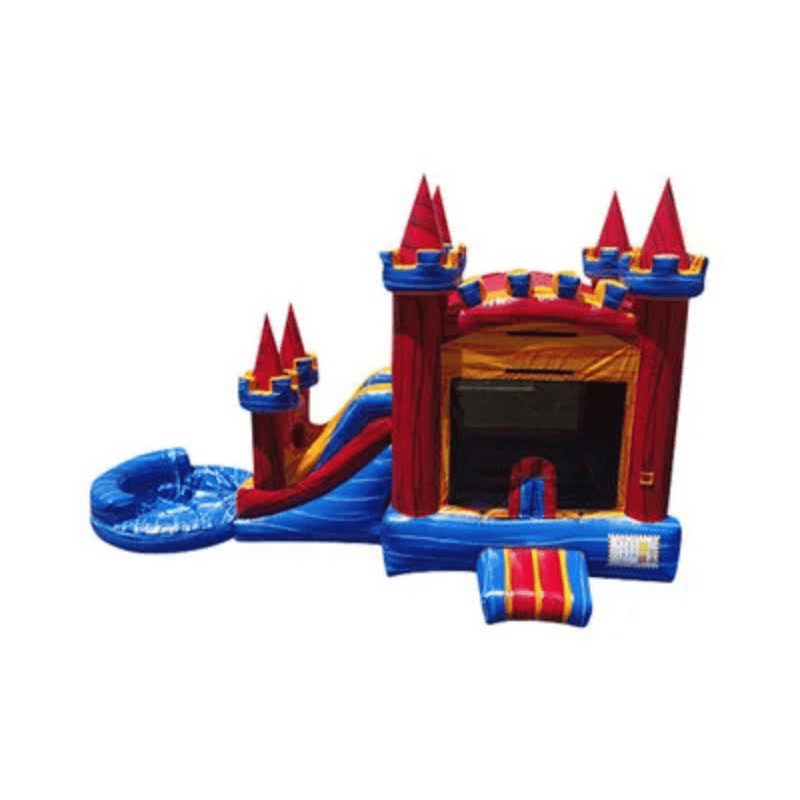 23ft Fun Size Castle Combo – Compact Castle Inflatable for Backyard Rentals Front View