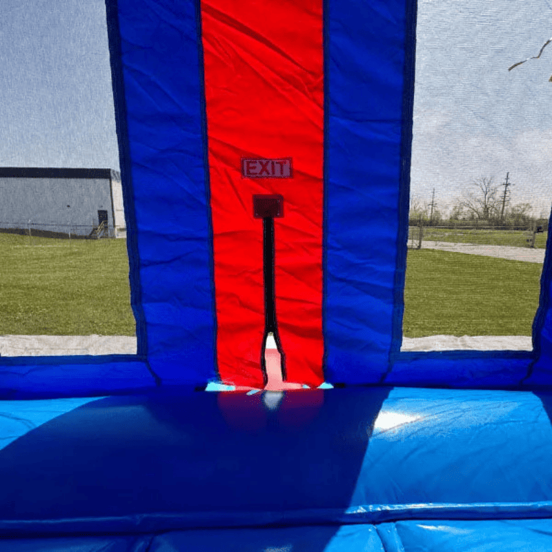 Moonwalk USA Pink/Blue Bounce House Exit View