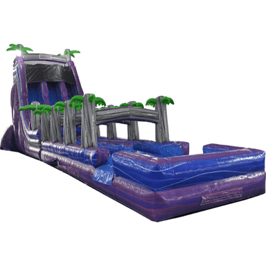 Moonwalk USA 22'H 2-Lane Purple Screamer Slide w/ Slip n Splash Front Right View