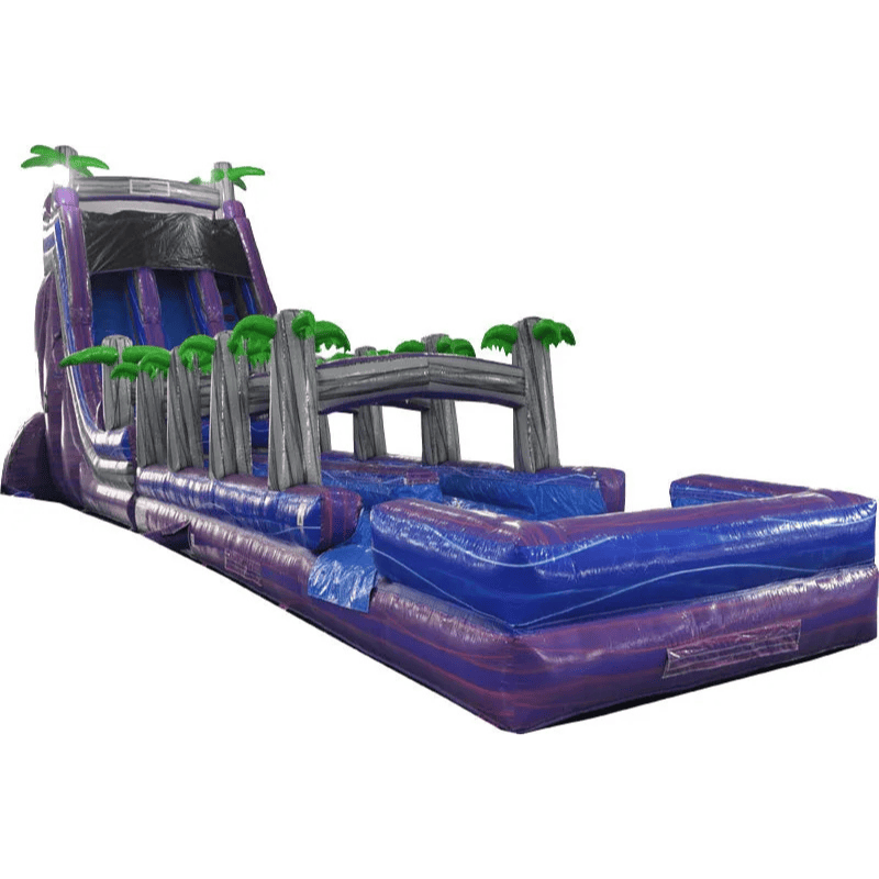 Moonwalk USA 22'H 2-Lane Purple Screamer Slide w/ Slip n Splash Front Right View
