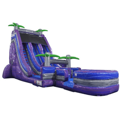 Moonwalk USA 22'H 2-Lane Purple Screamer Slide w/ Slip n Splash Slide Front Right View