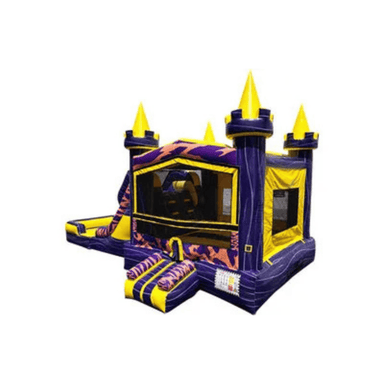 27ft Tiger Print Combo – Wild Jungle-Themed Inflatable Bounce Unit Front Left View