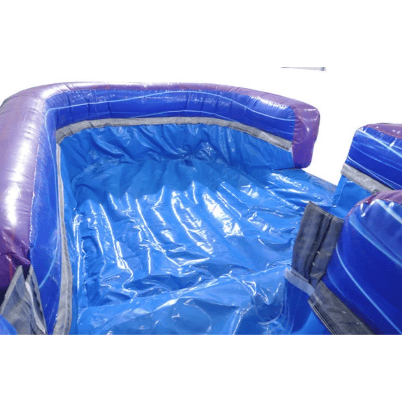 Moonwalk USA 22'H 2-Lane Purple Screamer Slide w/ Slip n Splash Pool View