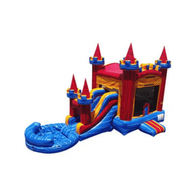 23ft Fun Size Castle Combo – Compact Castle Inflatable for Backyard Rentals Front Right Alternate View