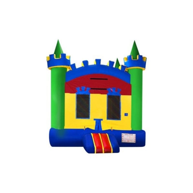Bouncing Angels Castle Inflatable Jumper - 13 ft in Rainbow Front View