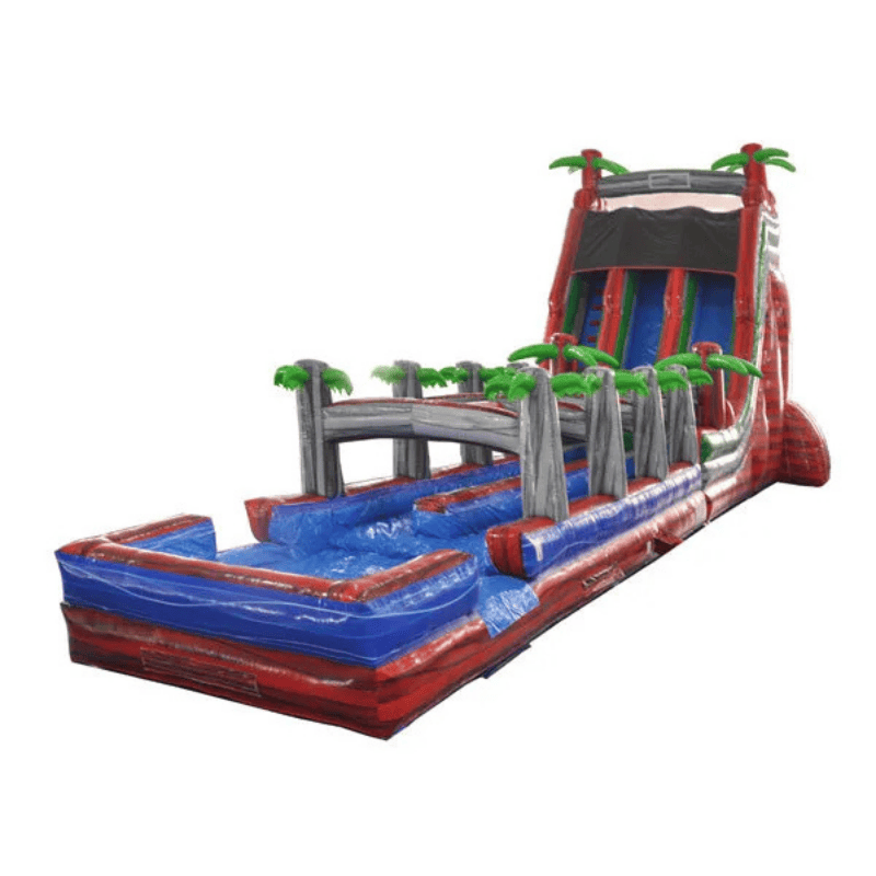 Moonwalk USA 22'H 2-Lane Fire Screamer Slide w/ Slip n Splash Front Left View
