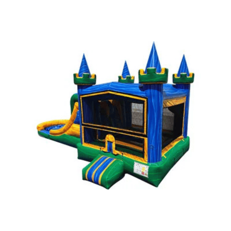 27ft Emerald Castle Combo – Majestic Green Inflatable Unit for Rentals Front Left View