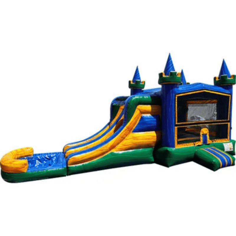 27ft Emerald Castle Combo – Majestic Green Inflatable Unit for Rentals Front Right View