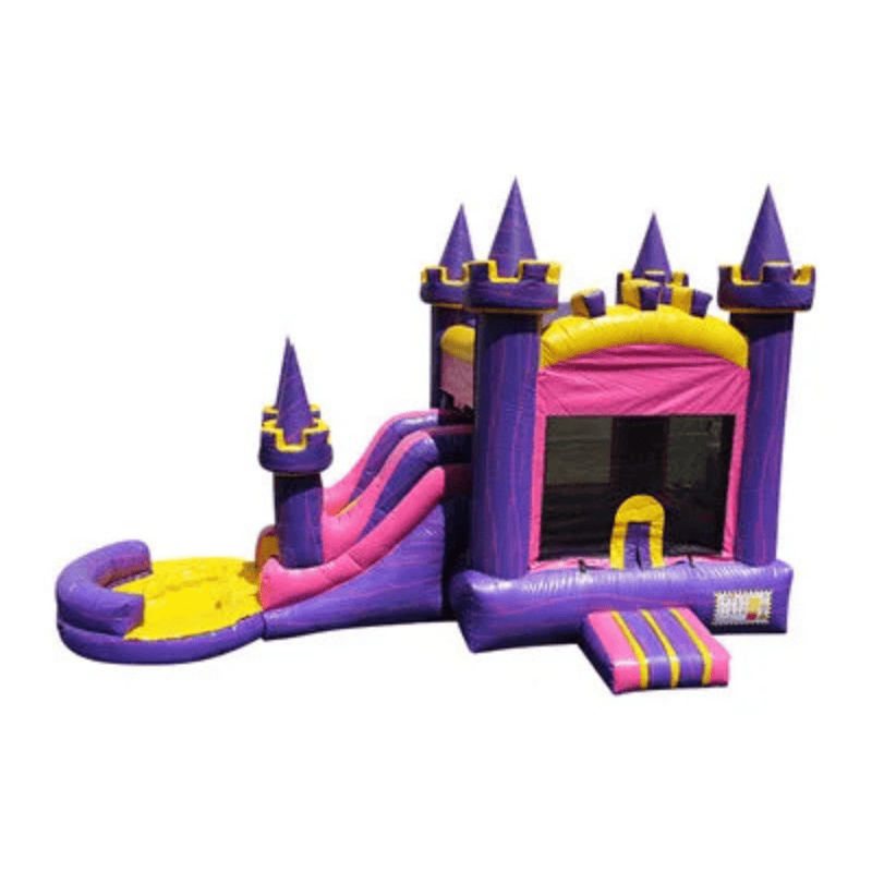 23ft Fun Size Bonanza Princess Castle Combo – Deluxe Princess-Themed Bounce House Front Right Alternate View