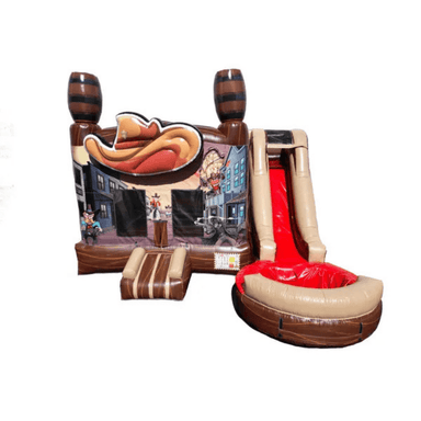 Wild West Combo – Western-Themed Inflatable Bounce House and Slide Combo Front View