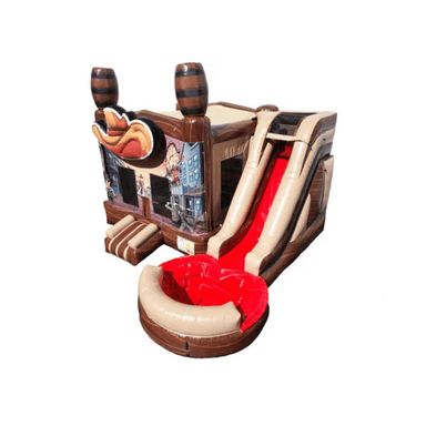 Wild West Combo – Western-Themed Inflatable Bounce House and Slide Combo Front Left Top View