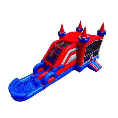 27ft Marble Signature Combo – Premium Marble Bounce House and Slide Combo Front Top Right View