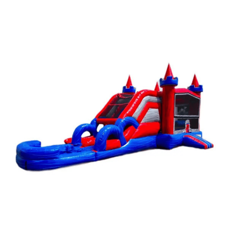 27ft Marble Signature Combo – Premium Marble Bounce House and Slide Combo Front Right View