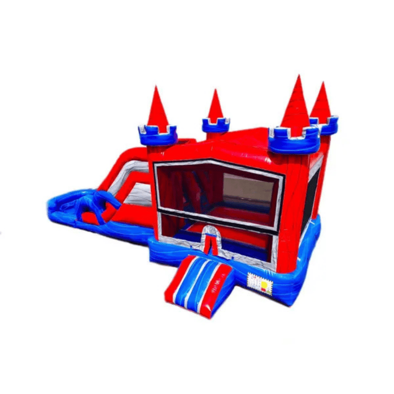 27ft Marble Signature Combo – Premium Marble Bounce House and Slide Combo Front Left View
