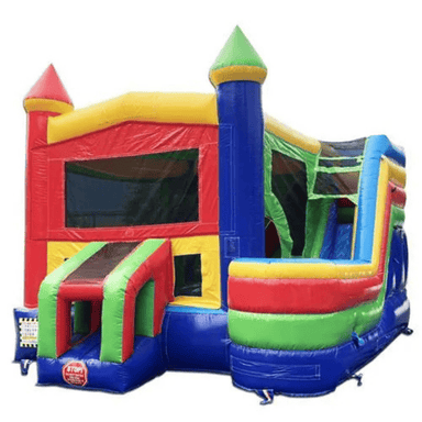Moonwalk USA Rainbow Castle Bounce House Combo Wet n Dry Front Left View