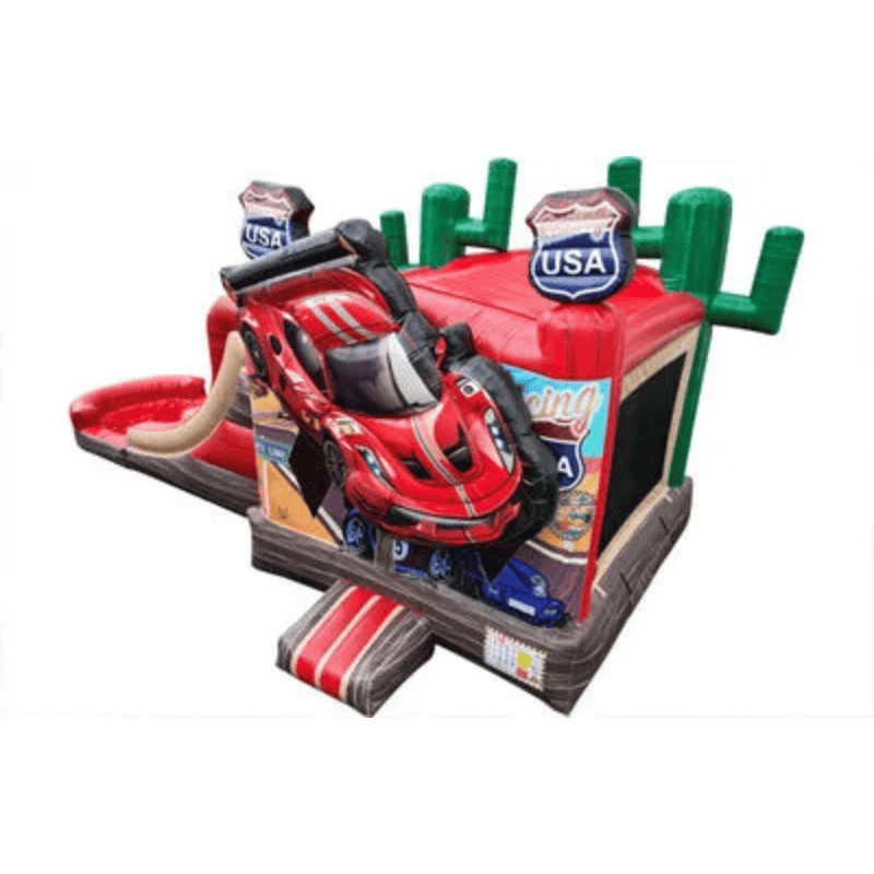 27ft Racing USA 3D Combo – Patriotic Racing-Themed Bounce Combo Front Left Top View