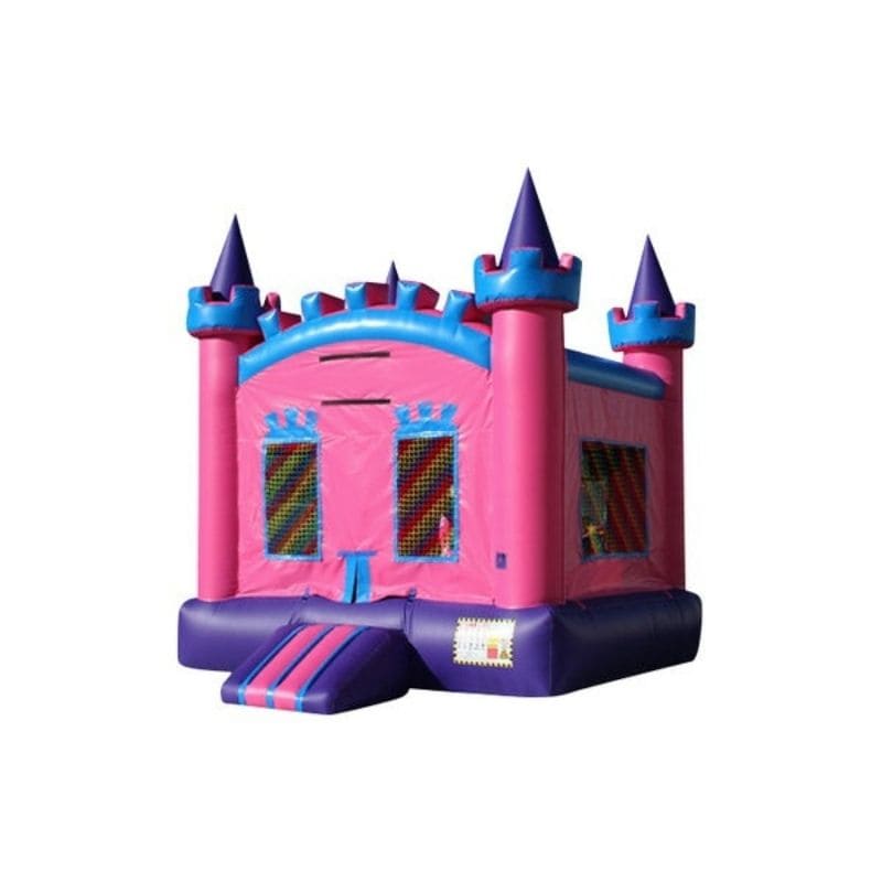 Bouncing Angels Dream Castle Inflatable Jumper - Commercial-Grade, Wholesale Supplier, 13 ft in Pink Front Left View