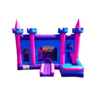 6-in-1 Princess Combo – Royalty-Themed Inflatable Bounce House & Slide Front View