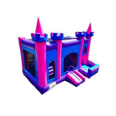 6-in-1 Princess Combo – Royalty-Themed Inflatable Bounce House & Slide Front Right View