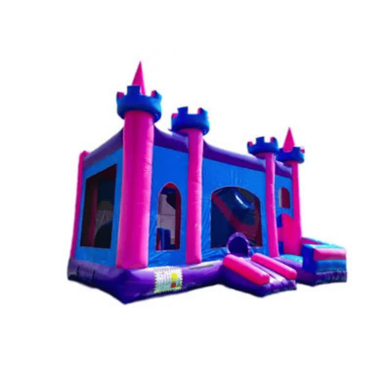 6-in-1 Princess Combo – Royalty-Themed Inflatable Bounce House & Slide Front Right Low View