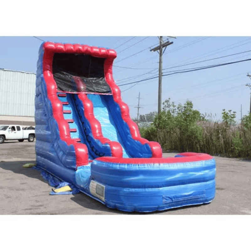 Moonwalk USA 18'H Tsunami Water Slide Wet n Dry Front Right View