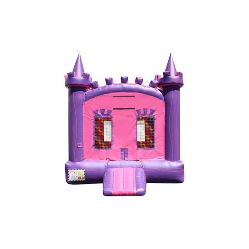 Bouncing Angels Princess Castle Bounce House in Pink and Purple Front View