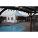 20x20 High Peak Cross Cable Frame Tent Backyard Pool View