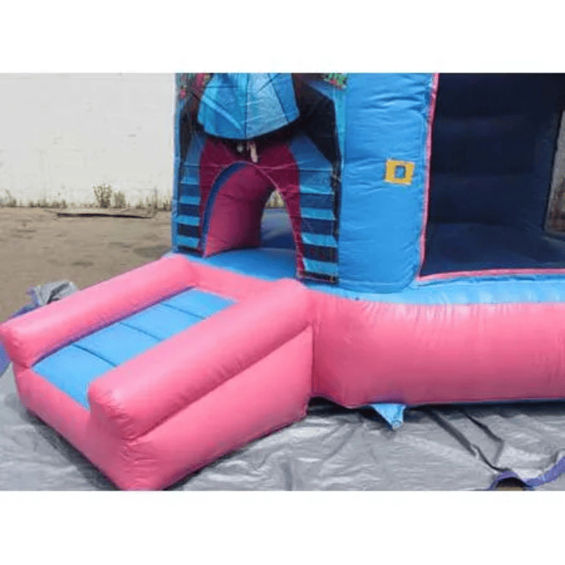 Moonwalk USA Princess Bouncer Pink and Blue Castle Inflatable Entrance