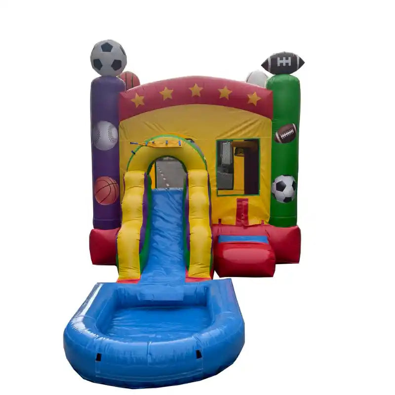 All-Star Sports Bounce House Combo with Slide – Inflate-O Jumpers Slide View