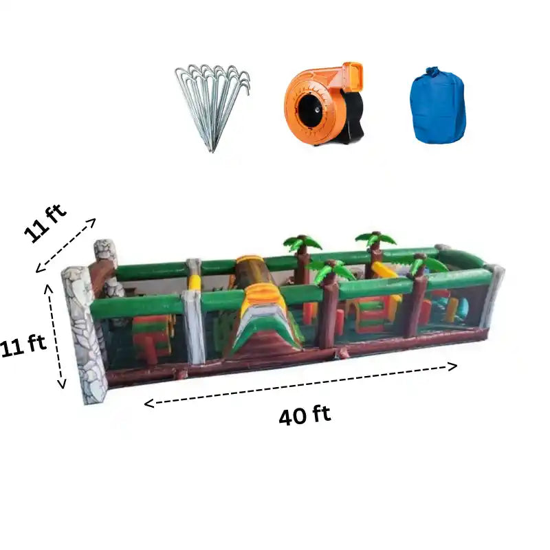 40'L Jurassic Obstacle Course Jungle Theme