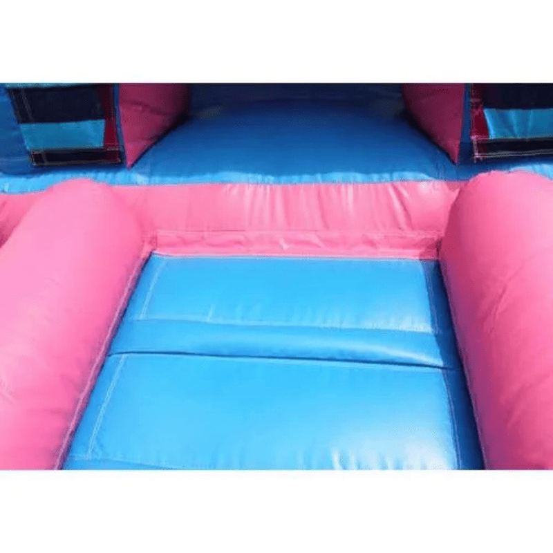 Moonwalk USA Princess Bouncer Pink and Blue Castle Inflatable Entrance Ramp Close