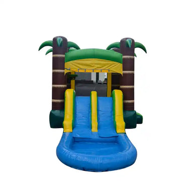 Tropical Bounce House Combo with Water Slide – Inflate-O Jumpers Slide View