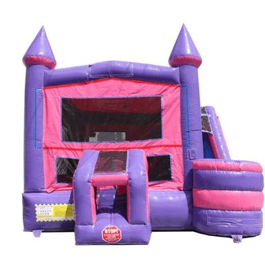 Moonwalk USA Rainbow Castle Bounce House Combo Wet n Dry Pink Castle Combo Wet n Dry Front View