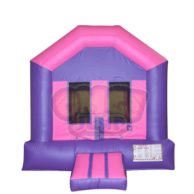Fun House Pink/Purple Bounce House - 11 FT, 13 FT Front View