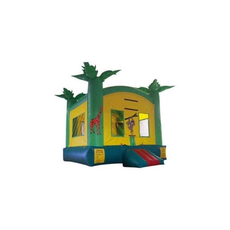 Bouncing Angels Jungle Inflatable Bounce House - Commercial-Grade, Wholesale Supplier, 13 ft Animal Theme Front Right View