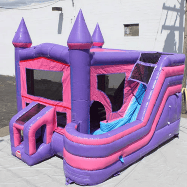 Moonwalk USA Rainbow Castle Bounce House Combo Wet n Dry Pink Castle Combo Wet n Dry Front Left View